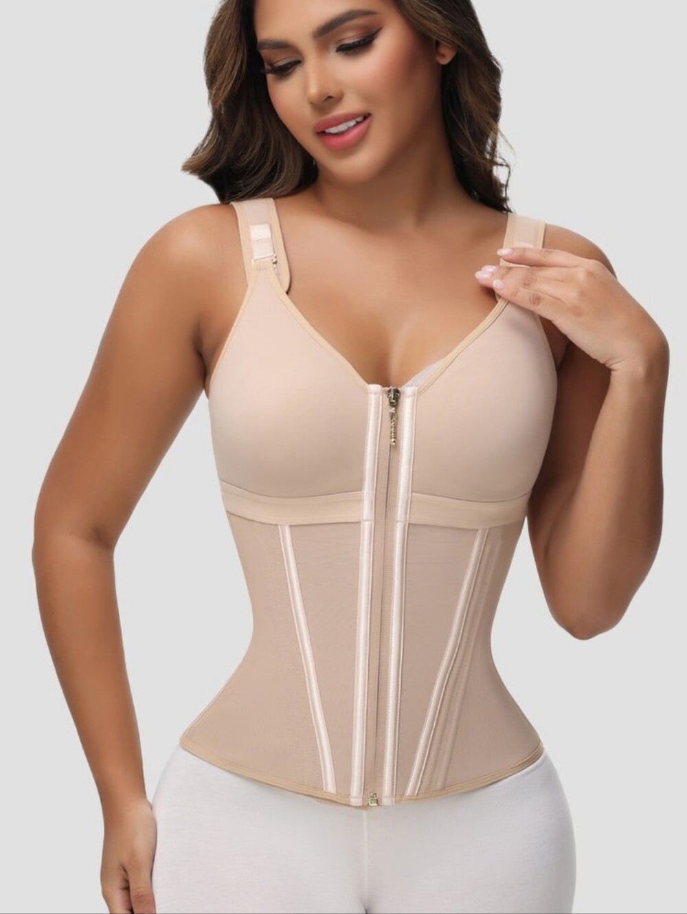 Shapshe Fajas Colombianas Zip Front Steel Bone Tummy Control Waist Trainer
